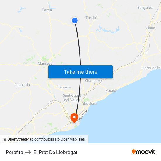 Perafita to El Prat De Llobregat map