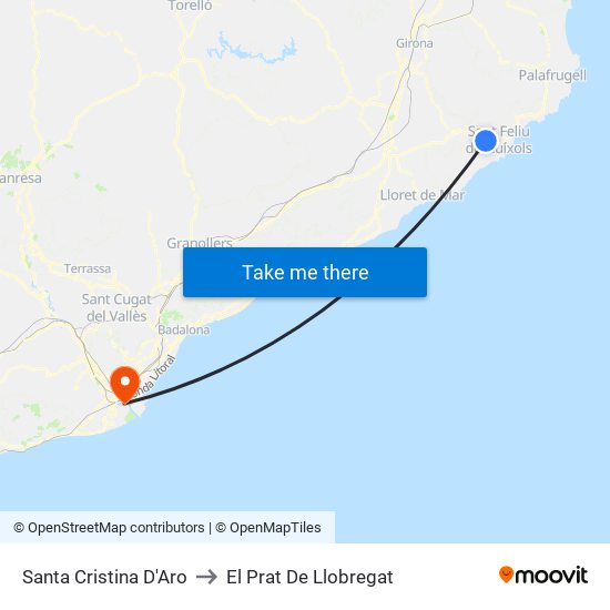 Santa Cristina D'Aro to El Prat De Llobregat map