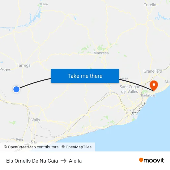 Els Omells De Na Gaia to Alella map