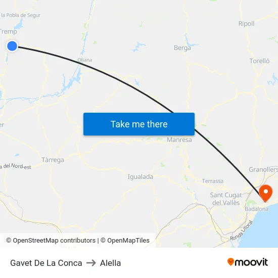 Gavet De La Conca to Alella map