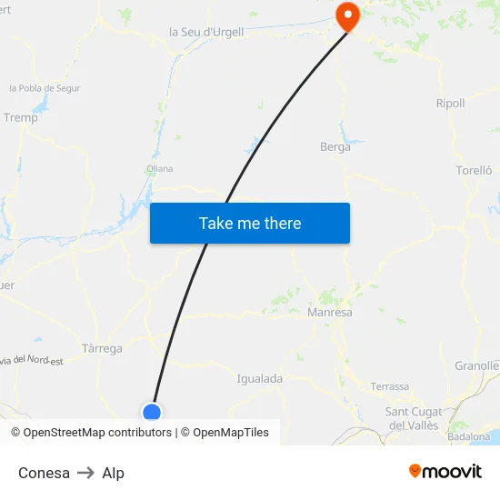 Conesa to Alp map