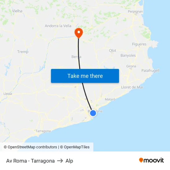 Av Roma - Tarragona to Alp map