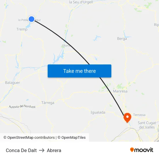 Conca De Dalt to Abrera map