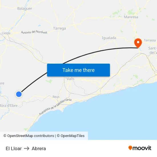 El Lloar to Abrera map