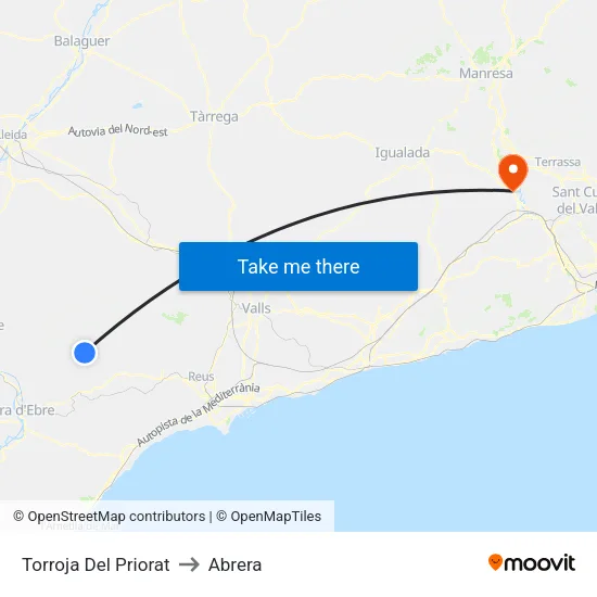 Torroja Del Priorat to Abrera map