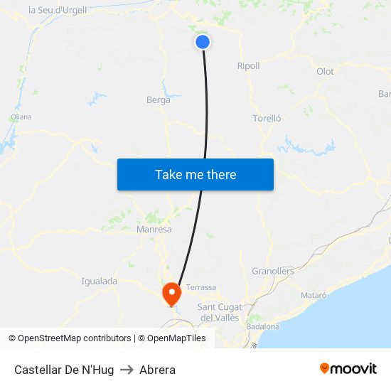 Castellar De N'Hug to Abrera map