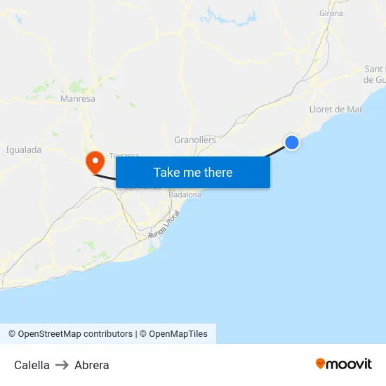 Calella to Abrera map