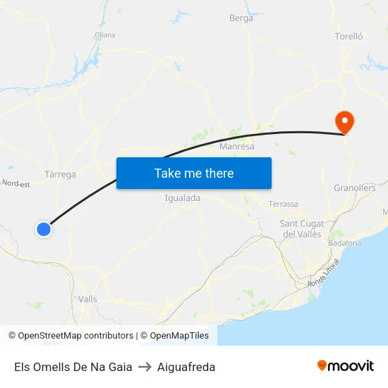 Els Omells De Na Gaia to Aiguafreda map
