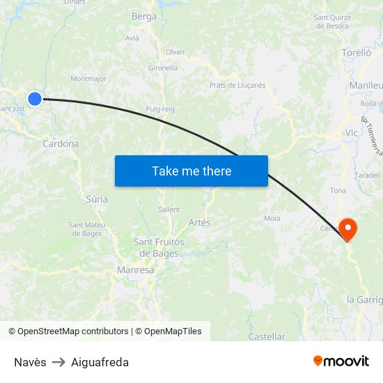 Navès to Aiguafreda map