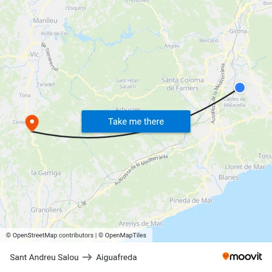 Sant Andreu Salou to Aiguafreda map