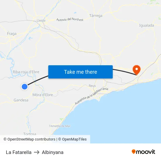 La Fatarella to Albinyana map