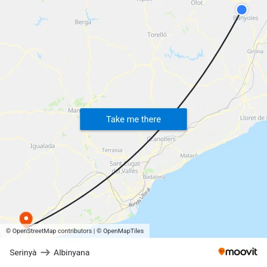 Serinyà to Albinyana map