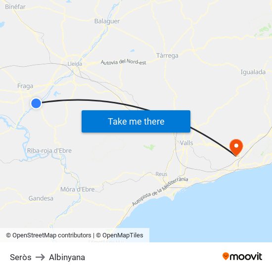 Seròs to Albinyana map