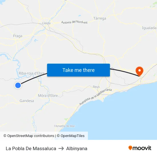 La Pobla De Massaluca to Albinyana map