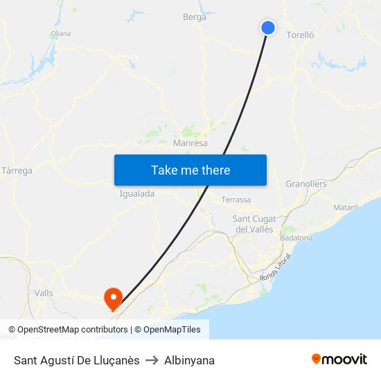 Sant Agustí De Lluçanès to Albinyana map