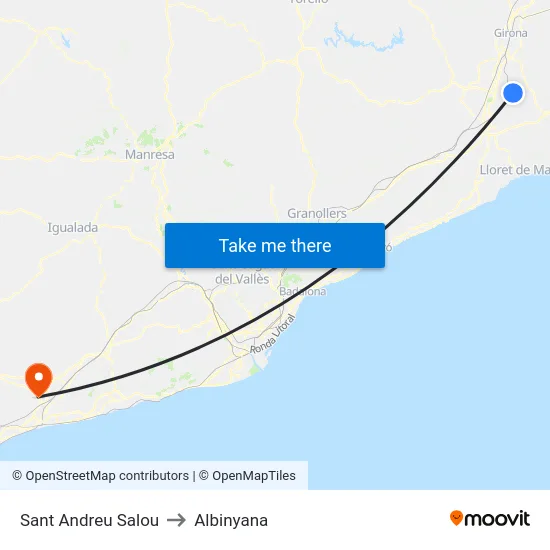 Sant Andreu Salou to Albinyana map