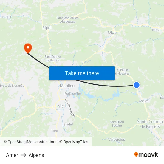 Amer to Alpens map