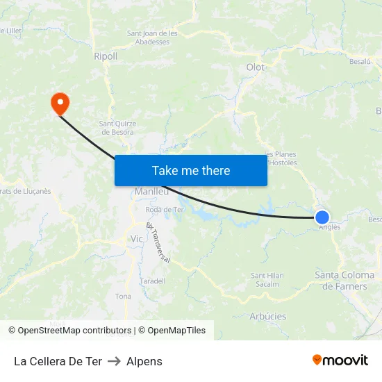 La Cellera De Ter to Alpens map