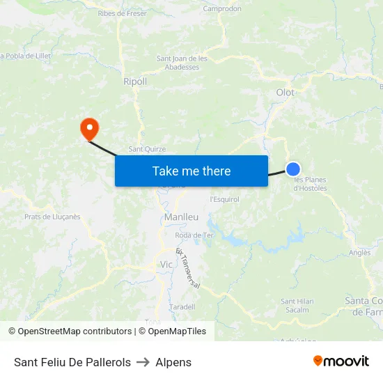 Sant Feliu De Pallerols to Alpens map