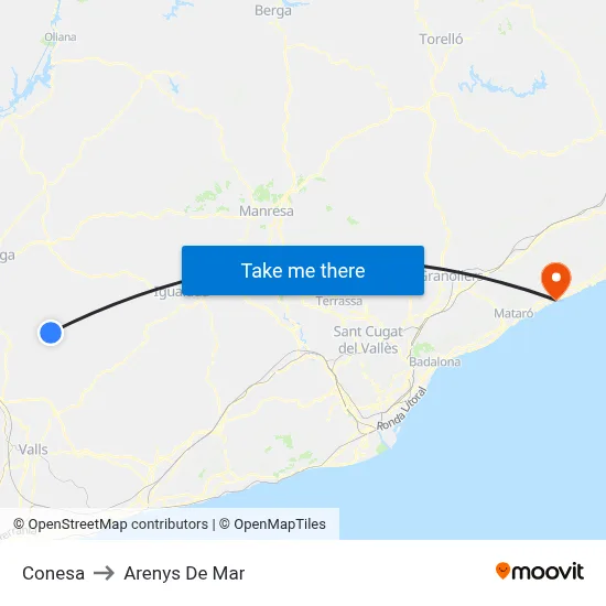 Conesa to Arenys De Mar map