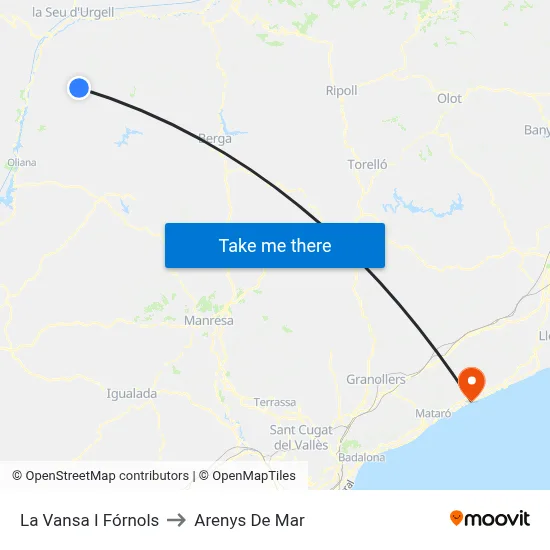 La Vansa I Fórnols to Arenys De Mar map