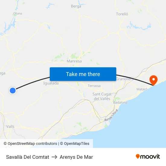 Savallà Del Comtat to Arenys De Mar map