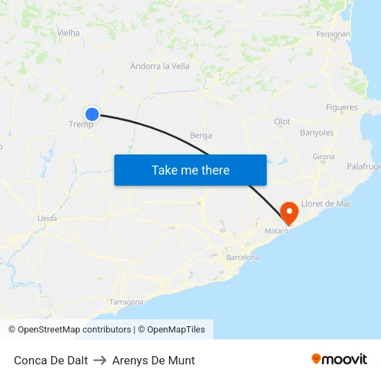 Conca De Dalt to Arenys De Munt map