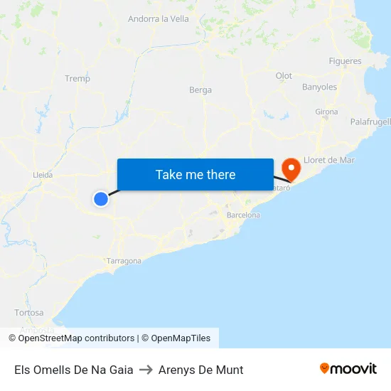 Els Omells De Na Gaia to Arenys De Munt map