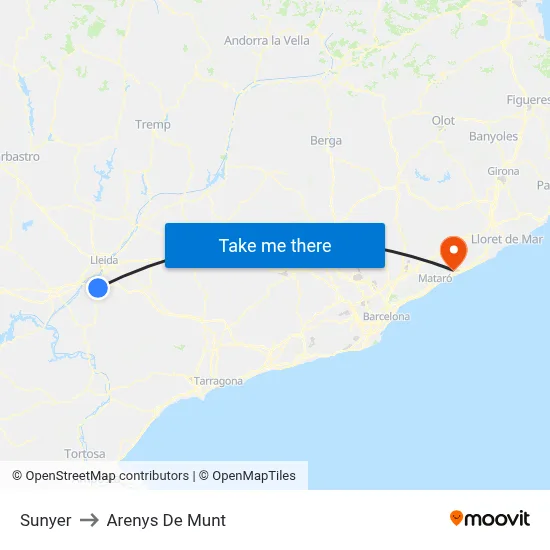 Sunyer to Arenys De Munt map