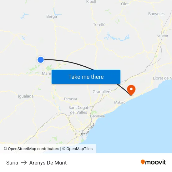 Súria to Arenys De Munt map