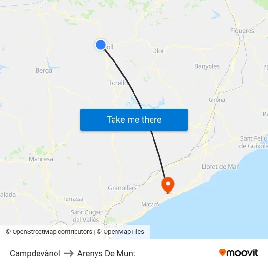Campdevànol to Arenys De Munt map
