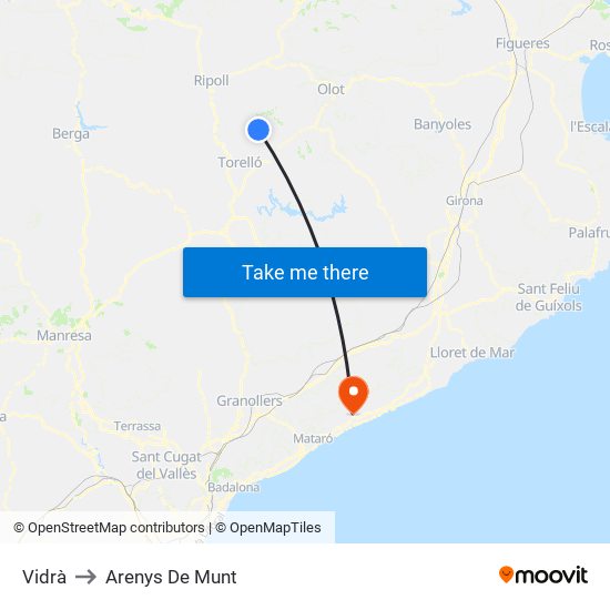 Vidrà to Arenys De Munt map