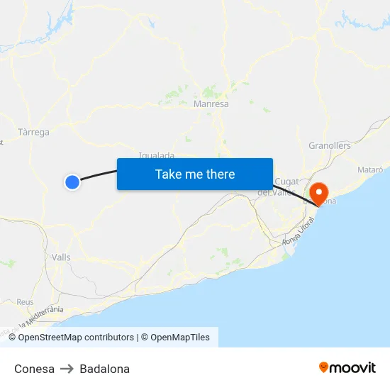 Conesa to Badalona map