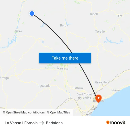 La Vansa I Fórnols to Badalona map