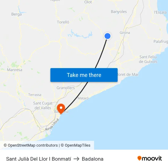 Sant Julià Del Llor I Bonmatí to Badalona map