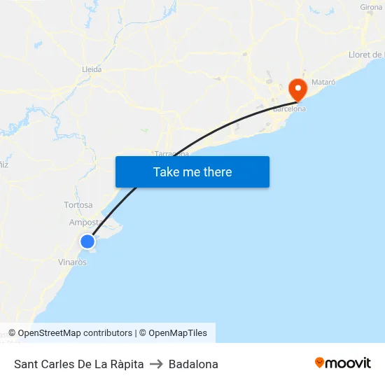 Sant Carles De La Ràpita to Badalona map