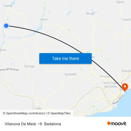 Vilanova De Meià to Badalona map