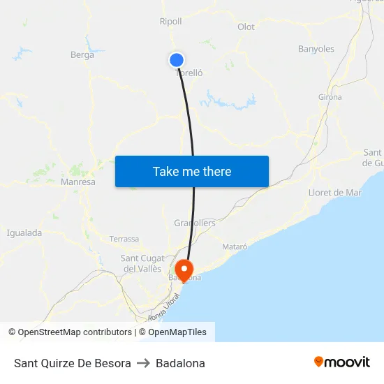 Sant Quirze De Besora to Badalona map