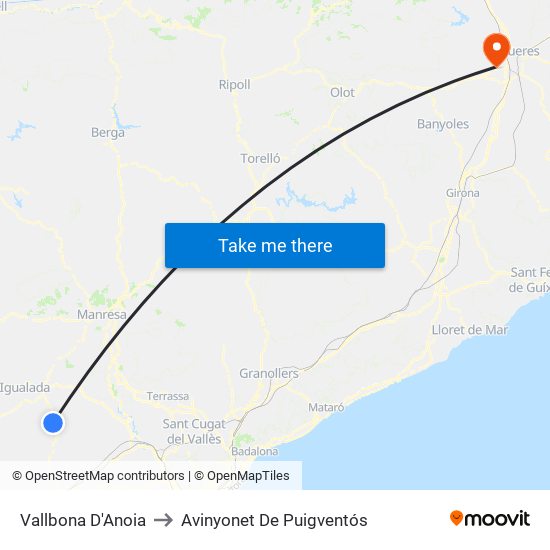 Vallbona D'Anoia to Avinyonet De Puigventós map