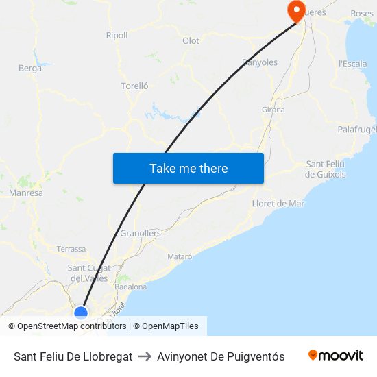Sant Feliu De Llobregat to Avinyonet De Puigventós map