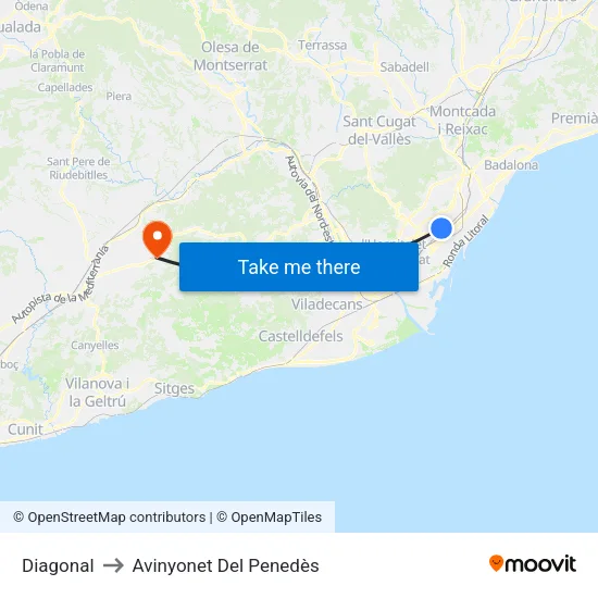 Diagonal to Avinyonet Del Penedès map