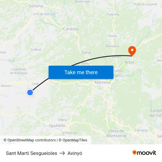 Sant Martí Sesgueioles to Avinyó map