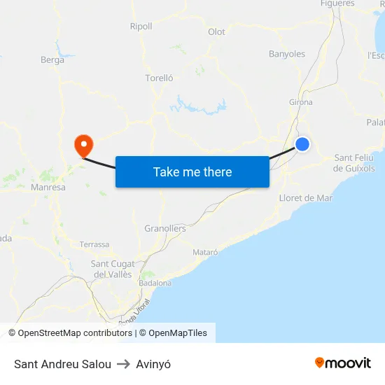 Sant Andreu Salou to Avinyó map