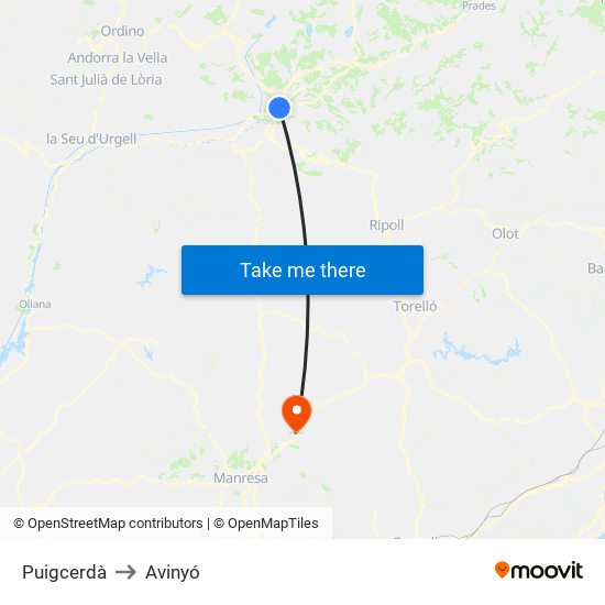 Puigcerdà to Avinyó map