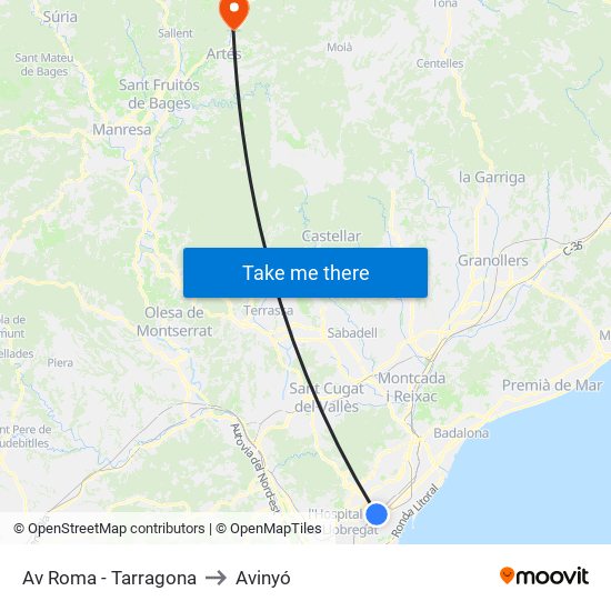 Av Roma - Tarragona to Avinyó map