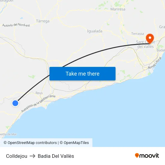 Colldejou to Badia Del Vallès map