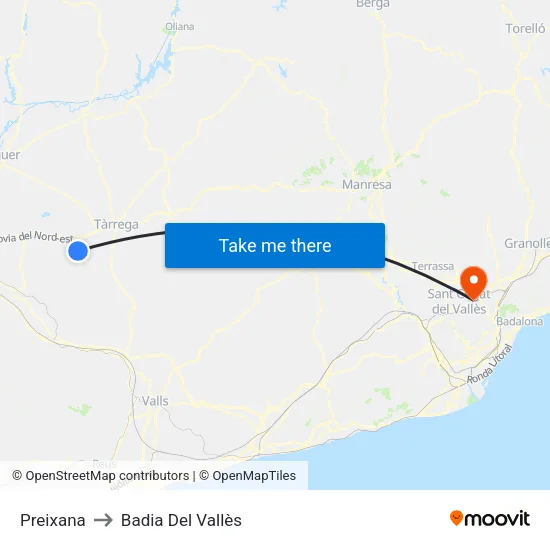 Preixana to Badia Del Vallès map