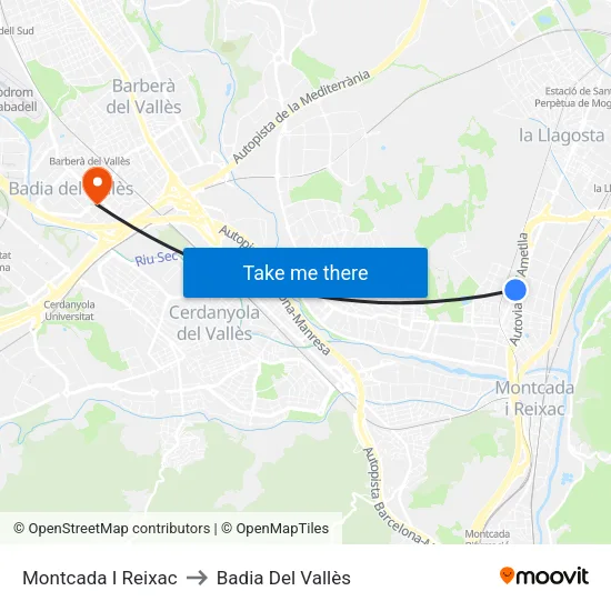 Montcada I Reixac to Badia Del Vallès map
