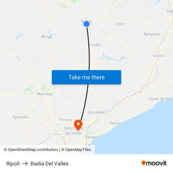 Ripoll to Badia Del Vallès map
