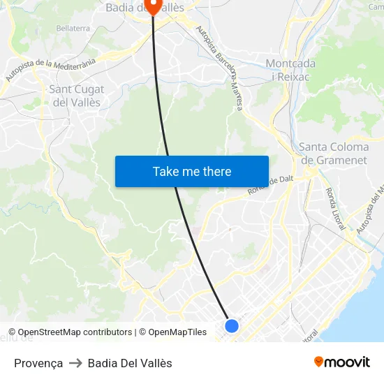 Provença to Badia Del Vallès map